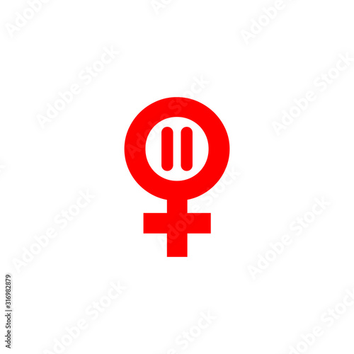 Red Female sign icon menopause. Woman health concept vector