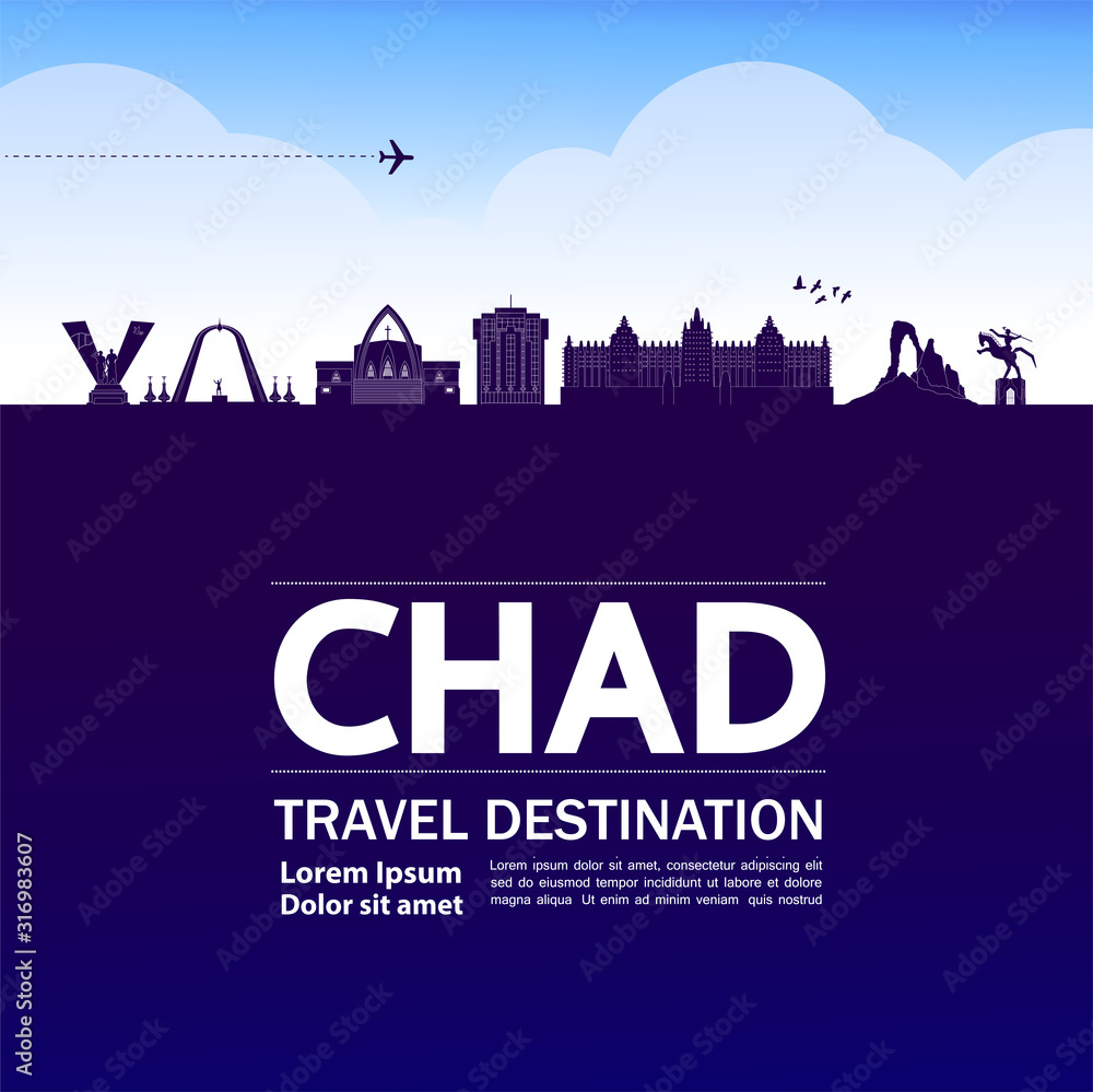 Chad travel destination grand vector illustration. 