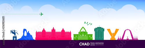 Chad travel destination grand vector illustration. 