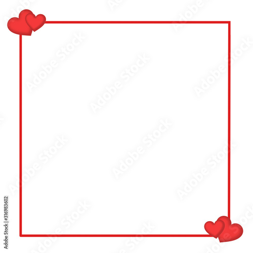 фотографія Red place card with two hearts