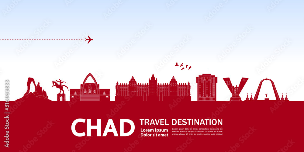 Chad travel destination grand vector illustration. 