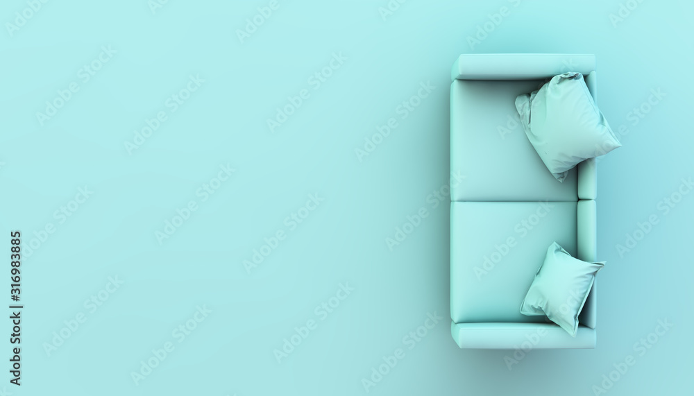 top view of blue sofa 3d rendering top view of blue sofa 3d rendering
