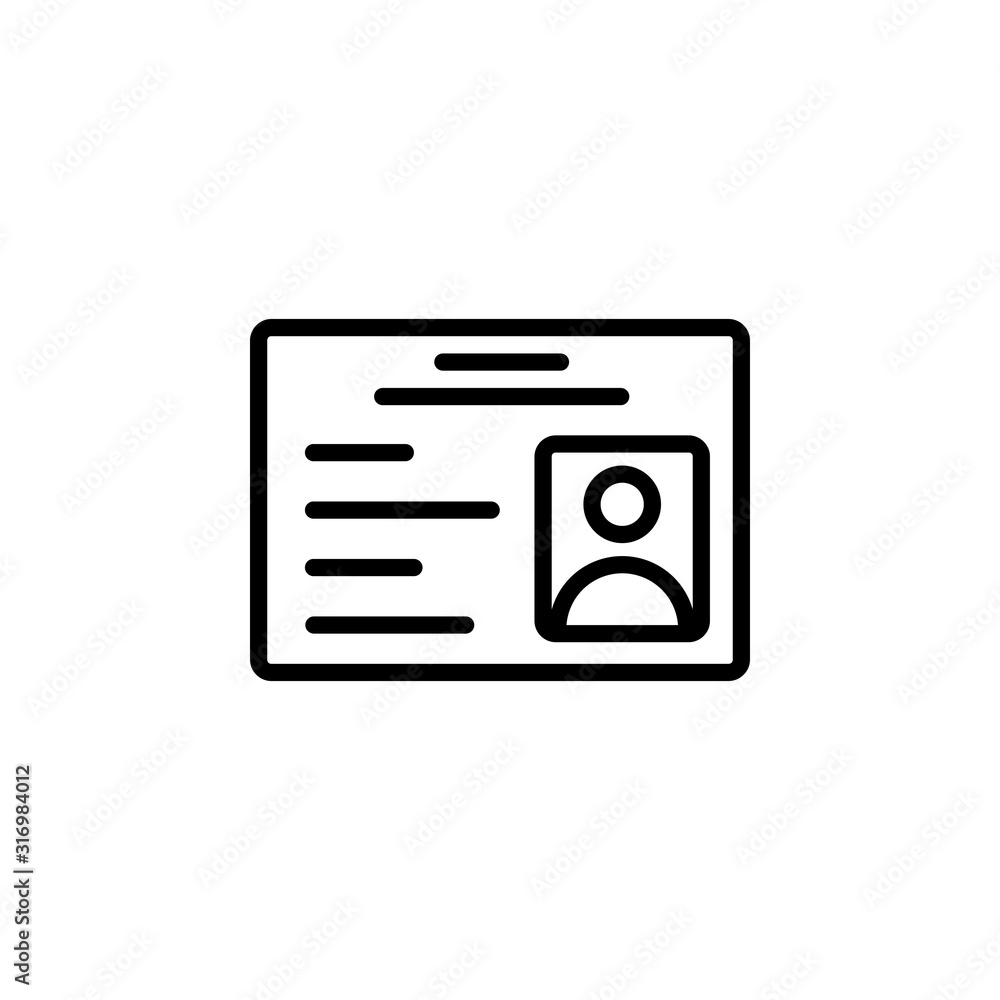 identity card icon design line style. Perfect for application, web, logo and presentation template identity card icon design line style. Perfect for application, web, logo and presentation template