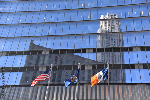 Mirror reflections on the skyscrapers in New York.  