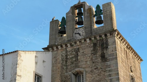 View of the Cathedral of Faro in the Praca Largo de Se in the city, Portugal.