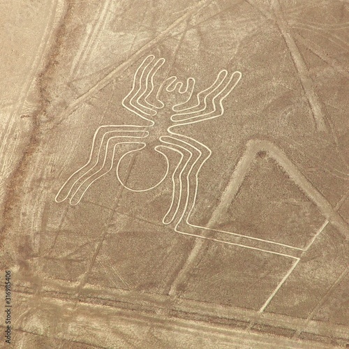 Obraz na plátně Spider geoglyph, Nazca mysterious lines and geoglyphs