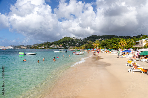 Fototapeta Naklejka Na Ścianę i Meble -  09 JAN 2020 - The Lime, Grenada, West Indies - Grande Anse beach