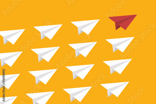 Red Paper Airplane Leading White Paper Airplanes. Leadership Concept With Paper Planes. Free Download Red Paper Airplane Leading White Paper Airplanes. Leadership Concept With Paper Planes. - GFXLoad