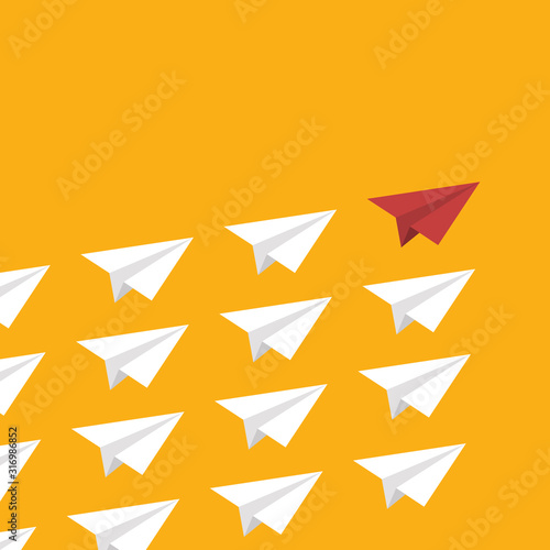 Red Paper Airplane Leading White Paper Airplanes. Leadership Concept With Paper Planes. Free Download Red Paper Airplane Leading White Paper Airplanes. Leadership Concept With Paper Planes. - GFXLoad