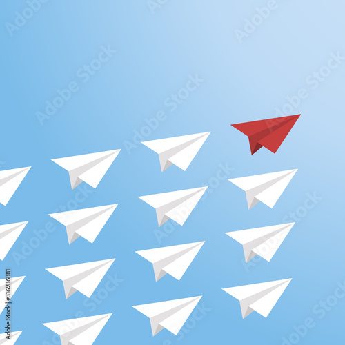 Free Download Red Paper Airplane Leading White Paper Airplanes. Leadership Concept With Paper Planes.	 - GFXLoad