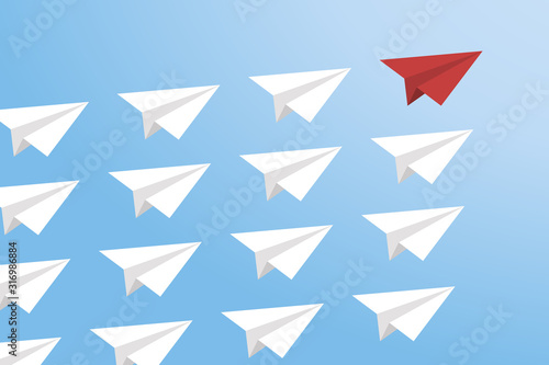 Red Paper Airplane Leading White Paper Airplanes. Leadership Concept With Paper Planes. Free Download Red Paper Airplane Leading White Paper Airplanes. Leadership Concept With Paper Planes. - GFXLoad