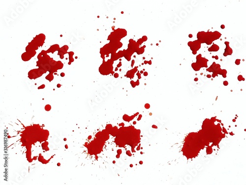 blood drops on white background