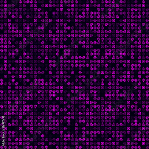 Technology pattern. Filled pattern of multiple rings. Magenta colored seamless background. Charming vector illustration.