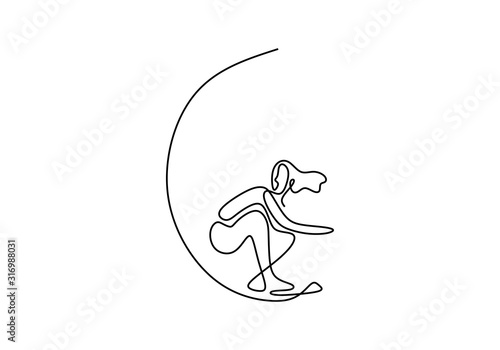 continuous one line drawing surfer vacation sea wave. Wave rider standing on surf board in the beach. Single hand drawn sketch minimalism art.