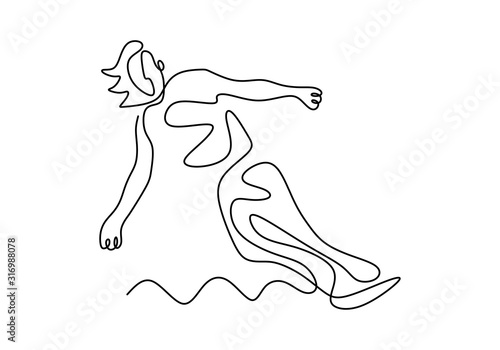 Woman surfing one continuou...