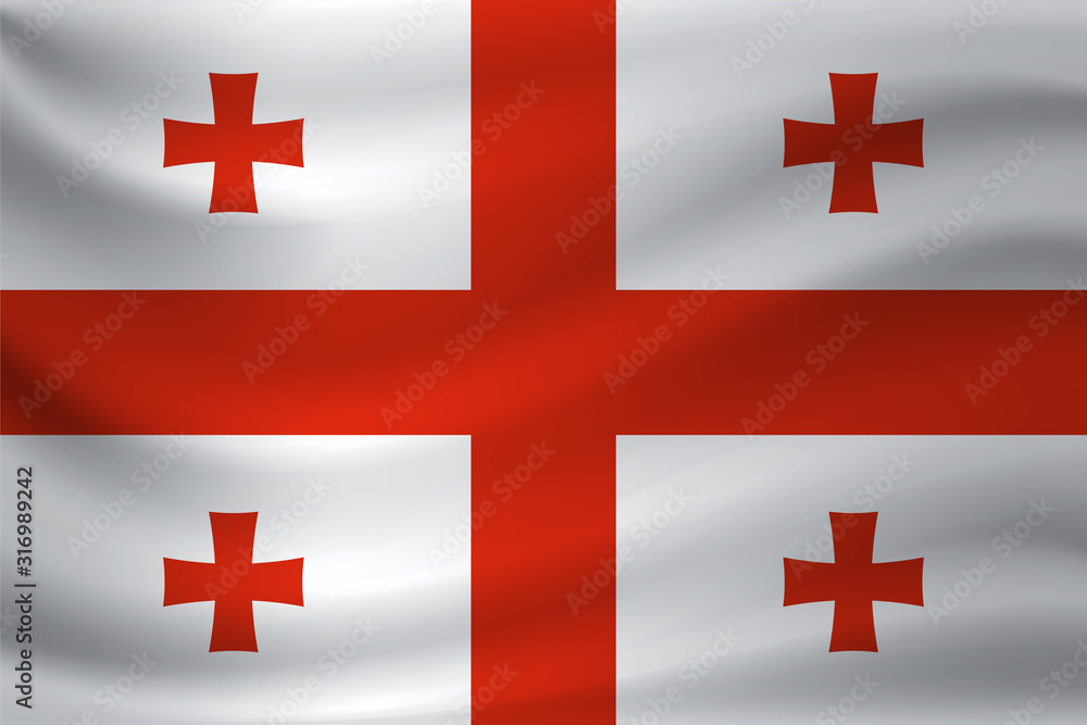 Waving flag of Georgia. Vector illustration
