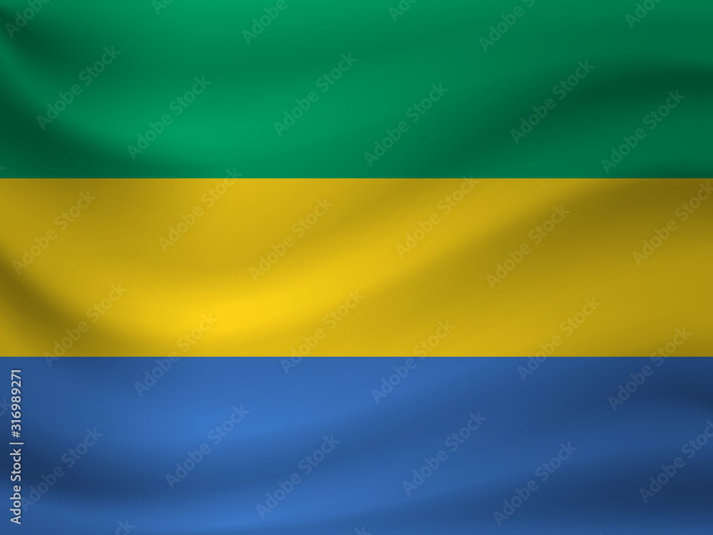 Waving flag of Gabon. Vector illustration Waving flag of Gabon. Vector illustration