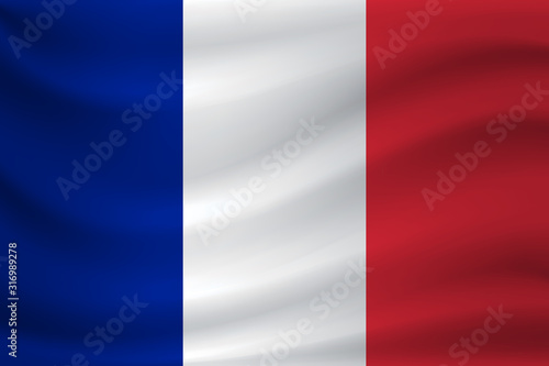 Waving flag of France. Vector illustration