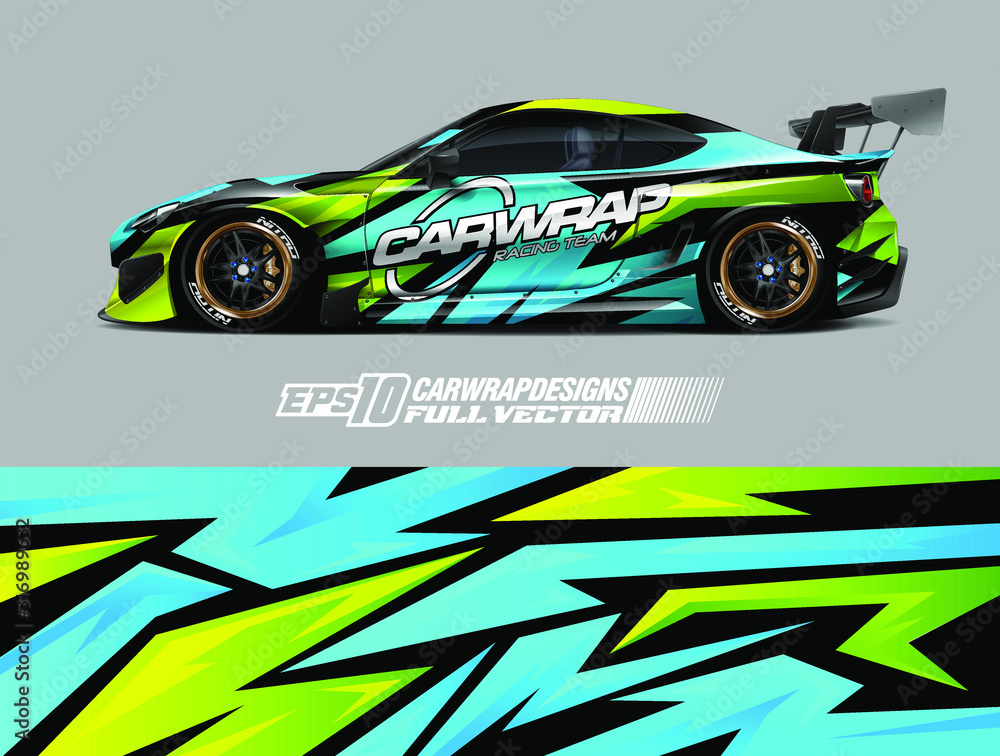 Rally car wrap decal design. Abstract stripe racing background designs for wrap cargo van, race car, pickup truck, adventure vehicle. Eps 10 Rally car wrap decal design. Abstract stripe racing background designs for wrap cargo van, race car, pickup truck, adventure vehicle. Eps 10