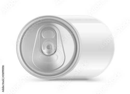 Realistic aluminum can mockup. Vector illustration isolated on white background. Can be used for beer, water, soda, energetic, etc. Easy to use for presentation your product, idea, design. EPS10.