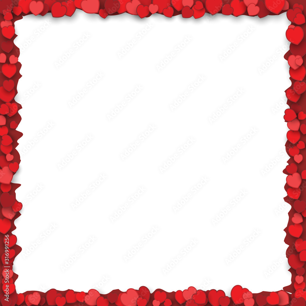 Valentines Day Frame with Red Hearts and Rough Border Valentines Day Frame with Red Hearts and Rough Border