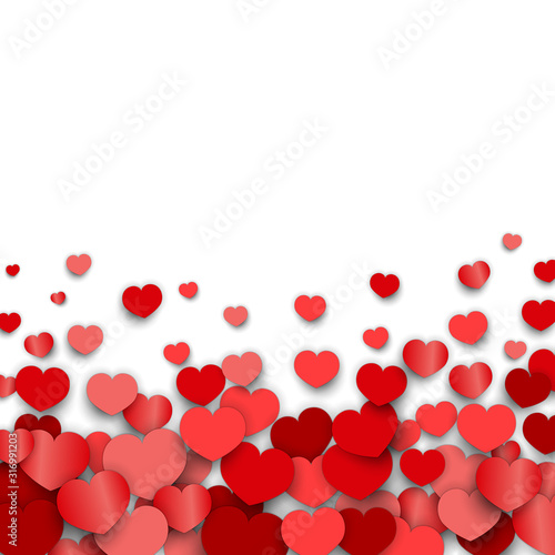 Valentines Day Background Design with Heart Stickers Scattered