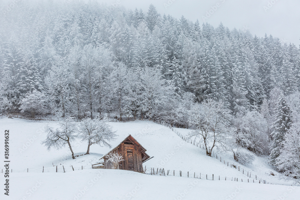 Snowy barn near Bad Kleinkirchheim, Carinthia, Austria, Europe Snowy barn near Bad Kleinkirchheim, Carinthia, Austria, Europe