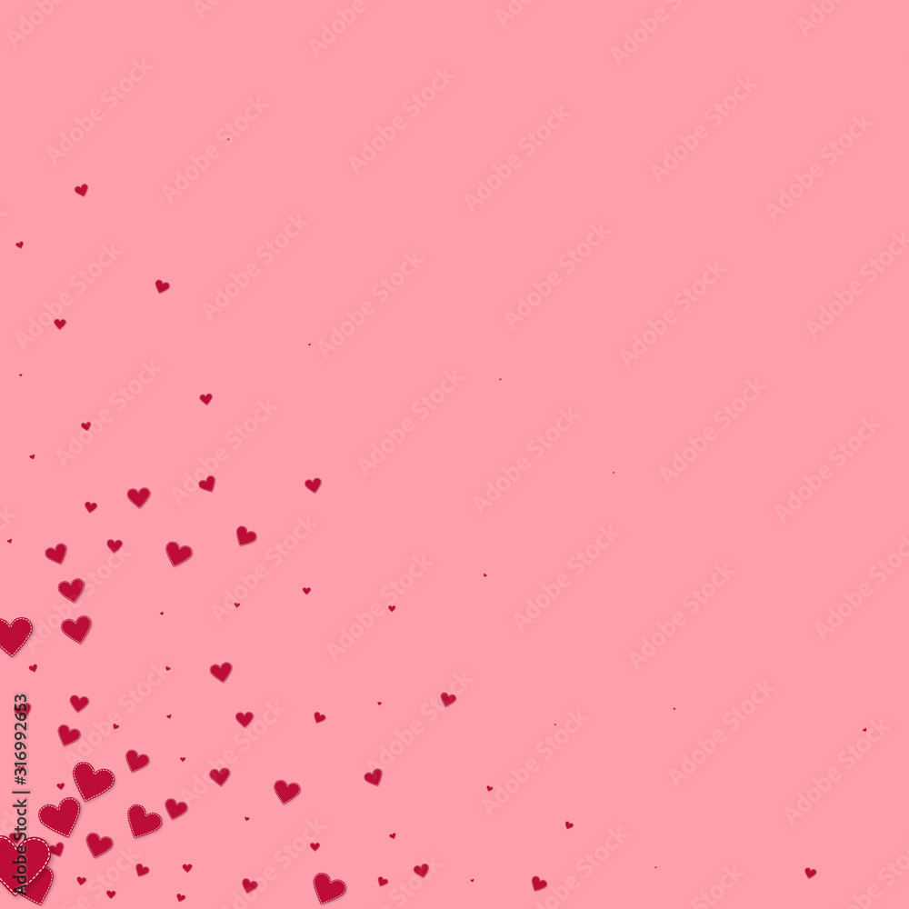 Red heart love confettis. Valentine's day corner a Red heart love confettis. Valentine's day corner a