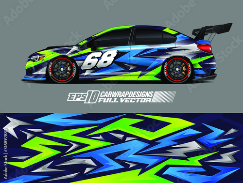Rally car wrap decal design. Abstract stripe racing background designs for wrap cargo van  race car  pickup truck  adventure vehicle. Eps 10