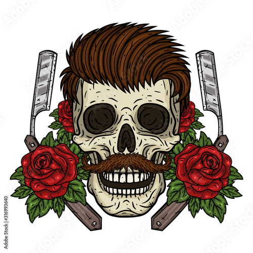 Skull. Valentine skull. The skull of the gentleman. Illustration for Valentine's day.