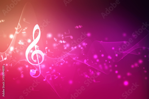 Fototapeta Abstract Colorful music background with notes, Music Party Background