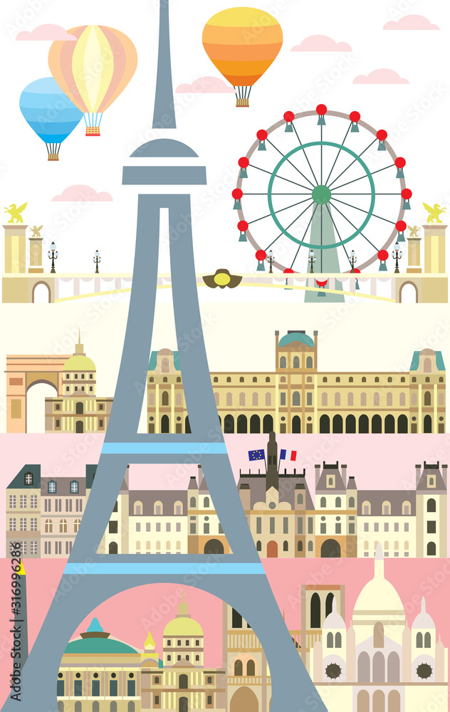 Naklejka premium Paris colorful vector 10