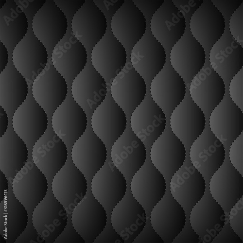 Square decorative upholstery quilted background. Black leather texture sofa backdrop.