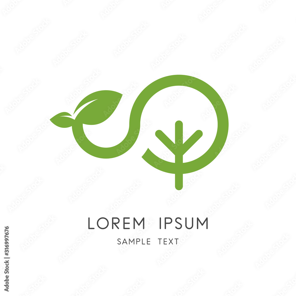 Green sprout logo - tree and shoot with leaves symbol. New life in nature, vegetative reproduction and agriculture, ecology and environment vector icon. Green sprout logo - tree and shoot with leaves symbol. New life in nature, vegetative reproduction and agriculture, ecology and environment vector icon.