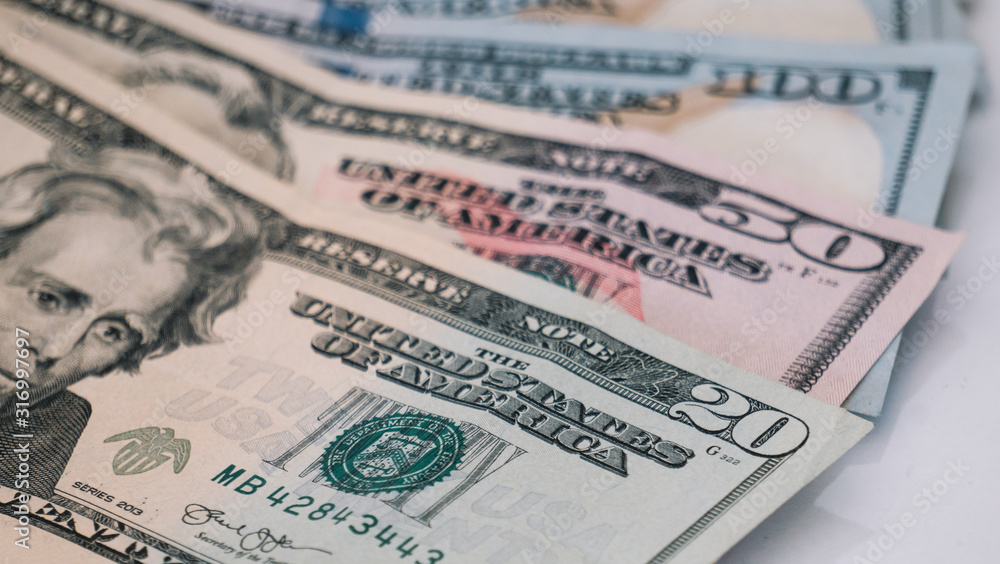 Twenty, Fifty and One Hundred Dollars Banknotes Twenty, Fifty and One Hundred Dollars Banknotes
