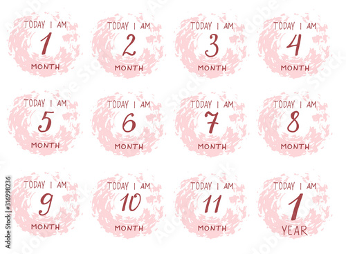 Cute Baby milestone cards. Can use for monthly baby picture Cards and baby shower gift.