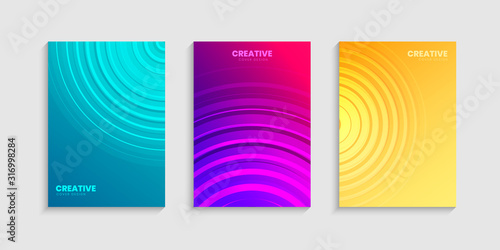 minimal cover design template set with gradient background, Colorful halftone gradients, © medelwardi