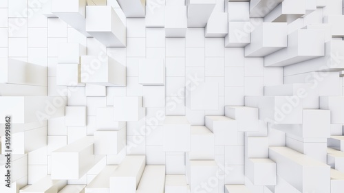 Abstract 3D illustration of white cubes background