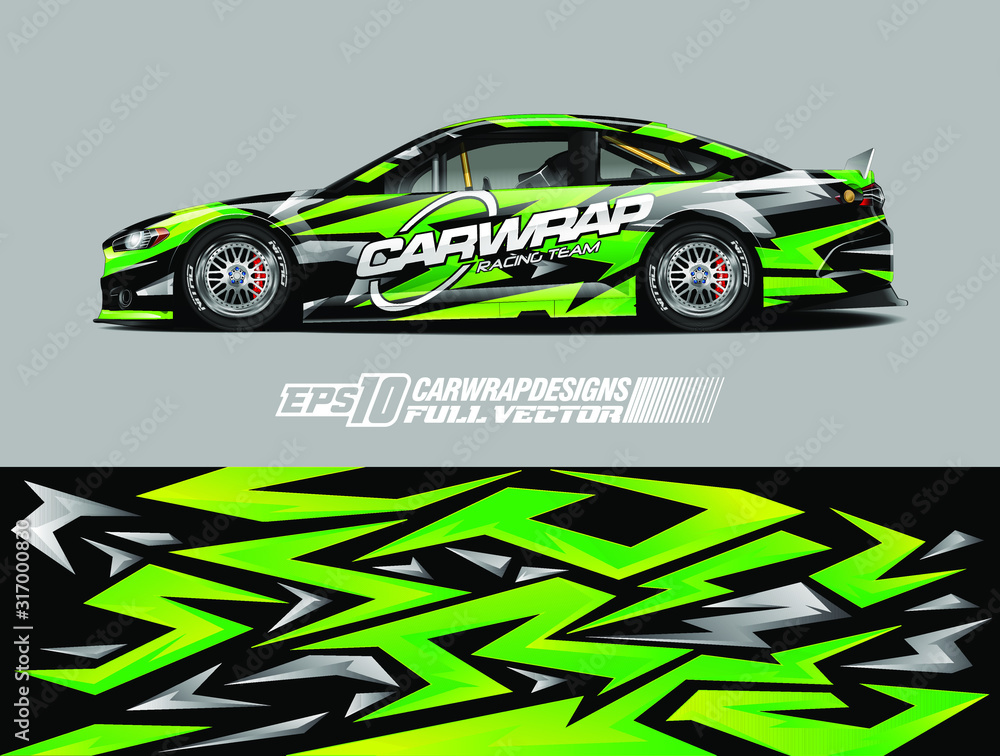 Rally car wrap decal design. Abstract stripe racing background designs for wrap cargo van, race car, pickup truck, adventure vehicle. Eps 10 Rally car wrap decal design. Abstract stripe racing background designs for wrap cargo van, race car, pickup truck, adventure vehicle. Eps 10
