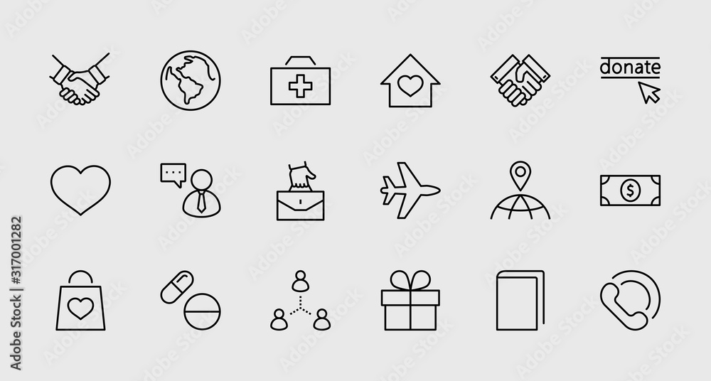 International Day for the Poor Vector Line Icons Set. Contains such Icons as Heart, planet Earth, Handshake, money, Donate, Medicines, Plane and more. Editable Stroke. 32x32 Pixel Perfect International Day for the Poor Vector Line Icons Set. Contains such Icons as Heart, planet Earth, Handshake, money, Donate, Medicines, Plane and more. Editable Stroke. 32x32 Pixel Perfect