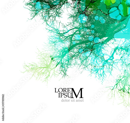 The silhouette of the landscape of nature. Mixed media. Vector illustration
