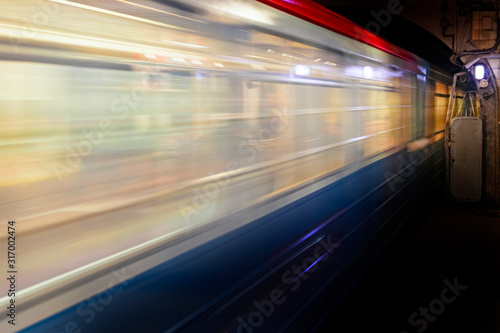 Motion blur, speed of the train in subway, abstract background