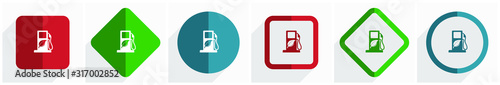 Biofuel icon set, flat design vector illustration in 6 options for webdesign and mobile applications in eps 10