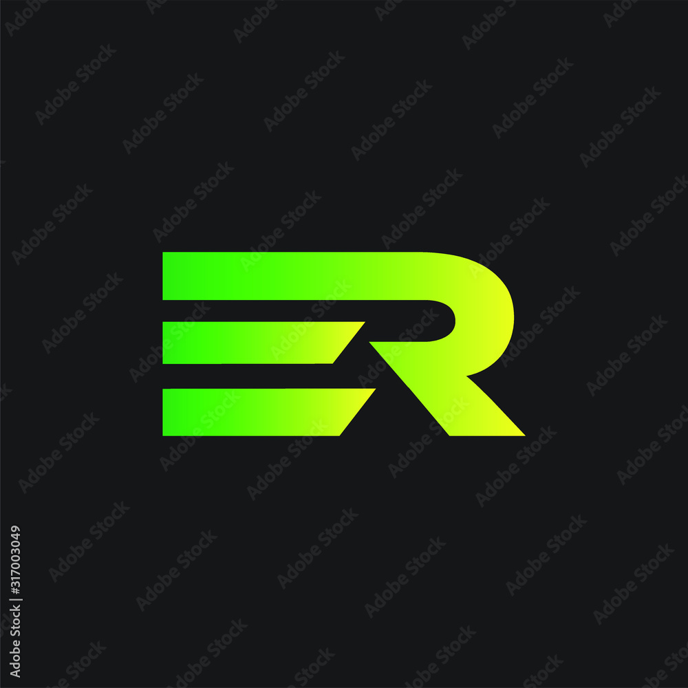ER letter logo design in black background ER letter logo design in black background