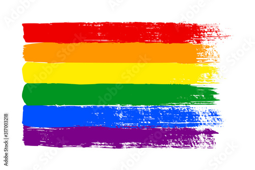 Grunge LGBT pride flag. Abstract rainbow flag texture hand drawn with a ink. Vector Multicolored background