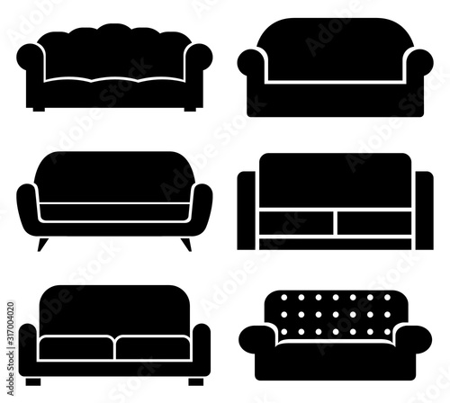 Sofa set icon, logo isolated on white background