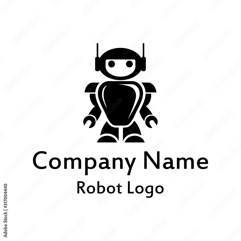Robot logo for design. Bot icon. Robotics. Support service bot. Vector graphics to design.