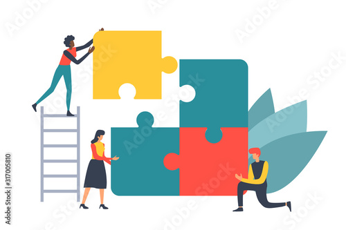 Puzzle teamwork concept vector illustration for business andfinance walpaper and brochure cover.