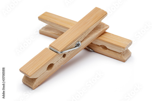 Obraz na płótnie Wooden clothes peg isolated on white