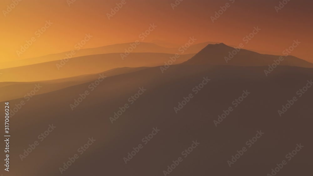 Flying Over Endless Desert Landscape With Sandy Dunes Seamlessly Repeating Video Loop